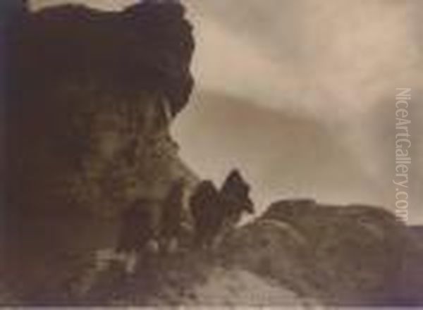 Among The Rocks At Acoma Oil Painting by Edward Sherrif Curtis