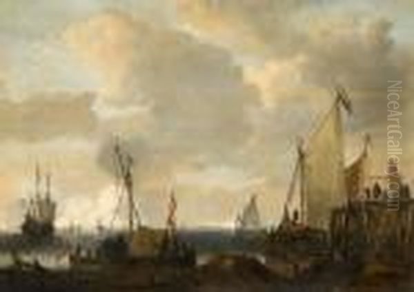 Voiliers A L'entree D'un Port Oil Painting by Aelbert Cuyp