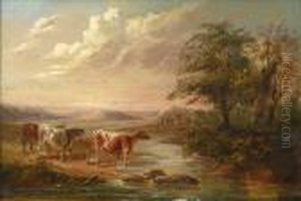 Cattle Watering In An Landscape Oil Painting by Aelbert Cuyp