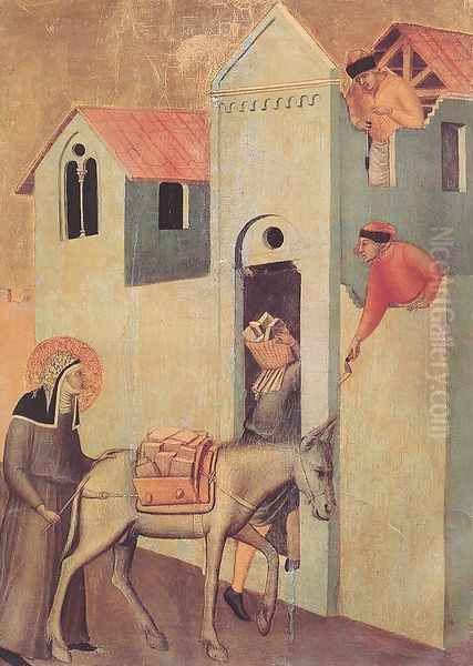 Beata Umilta Transport Bricks to the Monastery Oil Painting by Pietro Lorenzetti
