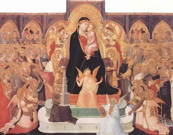 Madonna with Angels and Saints (Maesta) c. 1335 Oil Painting by Ambrogio Lorenzetti