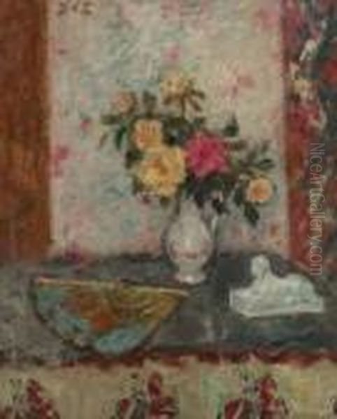 Bouquet Et Eventail Oil Painting by Georges dEspagnat