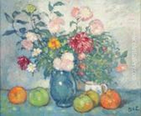 Nature Morte Au Vase De Fleurs Et Fruits Oil Painting by Georges dEspagnat