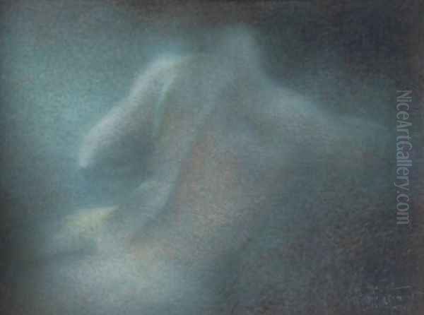 Harmony In Blue Oil Painting by Lucien Levy-Dhurmer