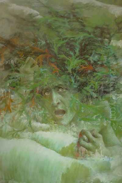 Medusa (The Angry Wave) Oil Painting by Lucien Levy-Dhurmer