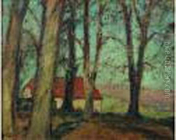Chaumiere A Travers Les Arbres Oil Painting by Georges dEspagnat