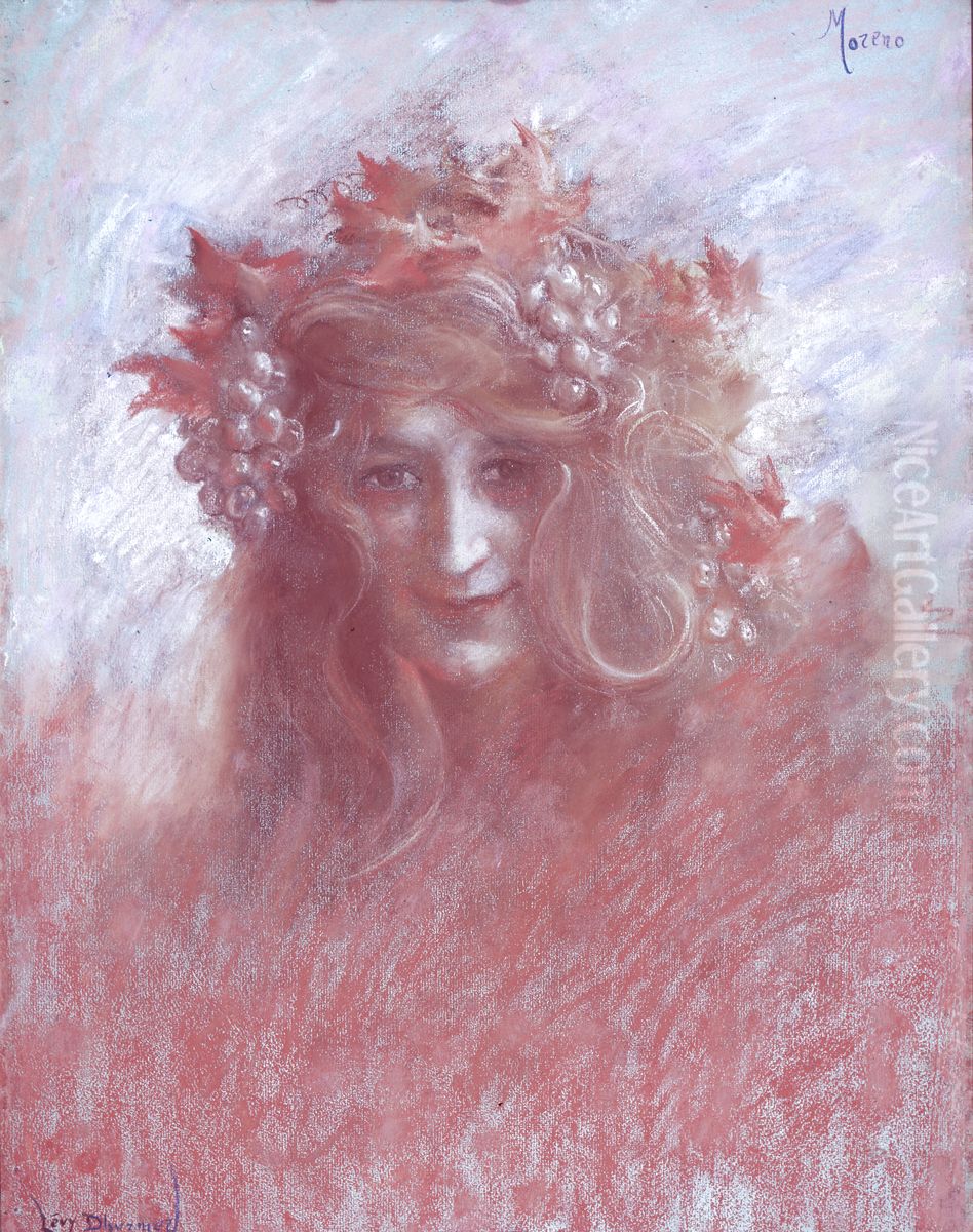 Portrait Of Marguerite Moreno Oil Painting by Lucien Levy-Dhurmer