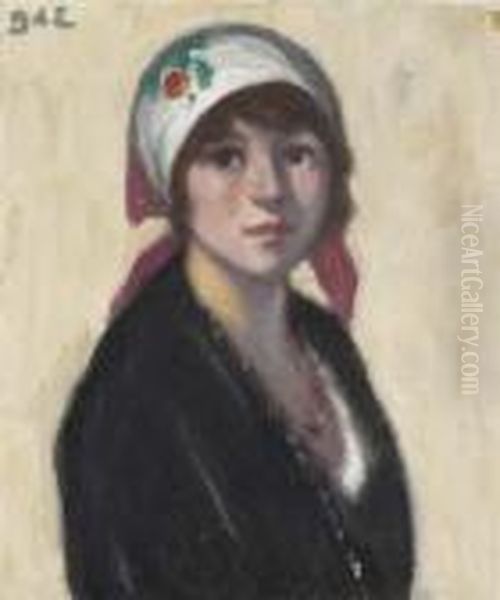 Femme Au Foulard Oil Painting by Georges dEspagnat