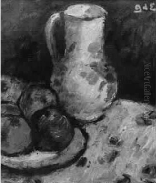 Nature Morte Au Pichet Huile Sur Toilesignee Des Intiales En Haut A Droite Oil Painting by Georges dEspagnat