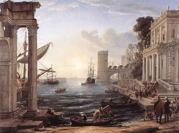 Seaport with the Embarkation of the Queen of Sheba, 1648 Oil Painting by Claude Lorrain (Claude Gellee)