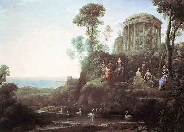 Apollo and the Muses on Mount Helion (Parnassus) 1680 Oil Painting by Claude Lorrain (Claude Gellee)