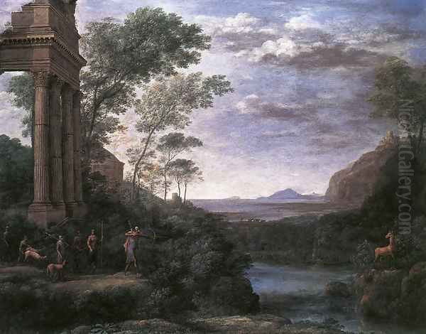 Landscape with Ascanius Shooting the Stag of Sylvia 1682 Oil Painting by Claude Lorrain (Claude Gellee)