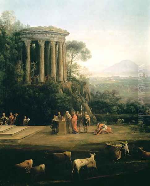 Landscape with the Father of Psyche sacrificing to Apollo Oil Painting by Claude Lorrain (Claude Gellee)