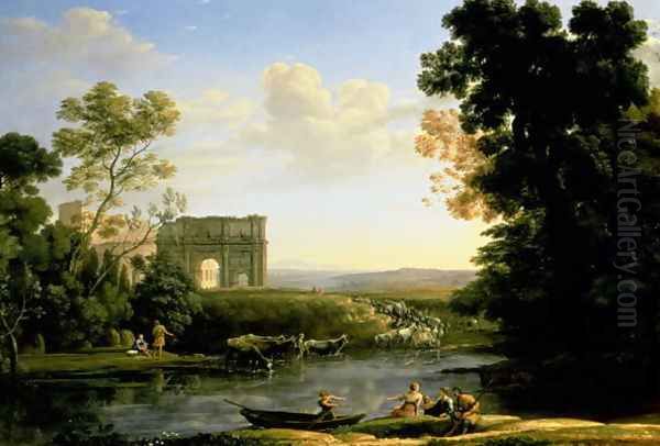 Pastoral Capriccio with the Arch of Constantinople Oil Painting by Claude Lorrain (Claude Gellee)
