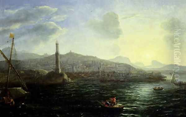 The Port of Genoa, Sea View Oil Painting by Claude Lorrain (Claude Gellee)