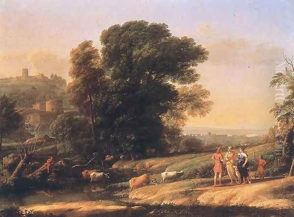 Landscape with Cephalus and Procris Reunited by Diana, 1645 Oil Painting by Claude Lorrain (Claude Gellee)