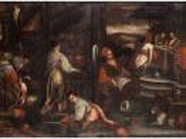 Cena In Emmaus Oil Painting by Jacopo Bassano (Jacopo da Ponte)