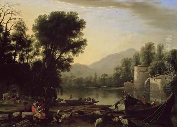 Mill on a River, c.1631 Oil Painting by Claude Lorrain (Claude Gellee)