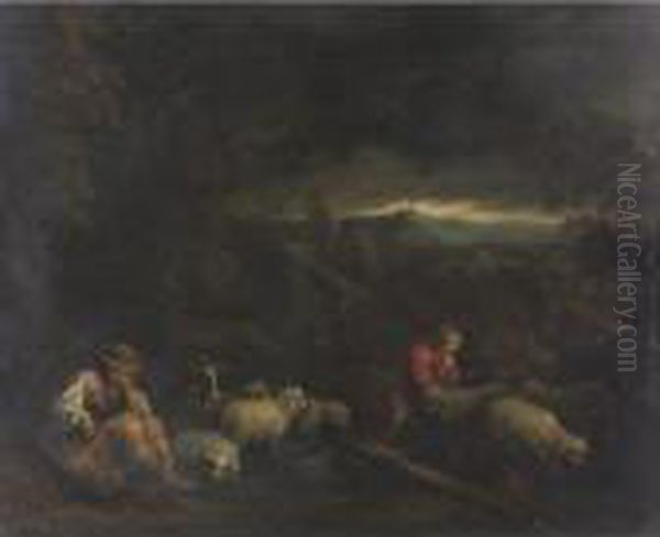 Property From A Private Collection, New York
 

 
 
 

 
 Landscape With Herdsmen And Their Flock Oil Painting by Jacopo Bassano (Jacopo da Ponte)