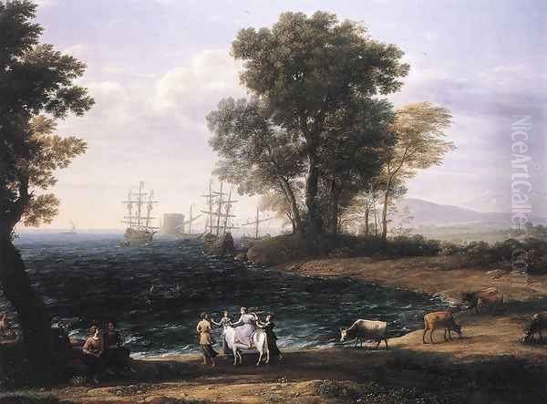 Coast Scene with the Rape of Europa 1667 Oil Painting by Claude Lorrain (Claude Gellee)