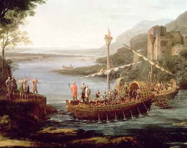 Landscape with the arrival of Aeneas at Pallanteum (detail) Oil Painting by Claude Lorrain (Claude Gellee)