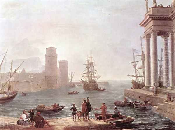 Port Scene with the Departure of Ulysses from the Land of the Feaci 1646 Oil Painting by Claude Lorrain (Claude Gellee)