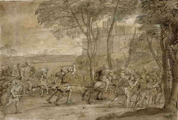 Assault on a Citadel Oil Painting by Claude Lorrain (Claude Gellee)