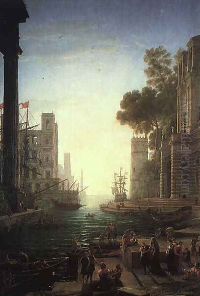 Landscape with the Embarkation of Saint Paula Romana at Ostia 1639 Oil Painting by Claude Lorrain (Claude Gellee)