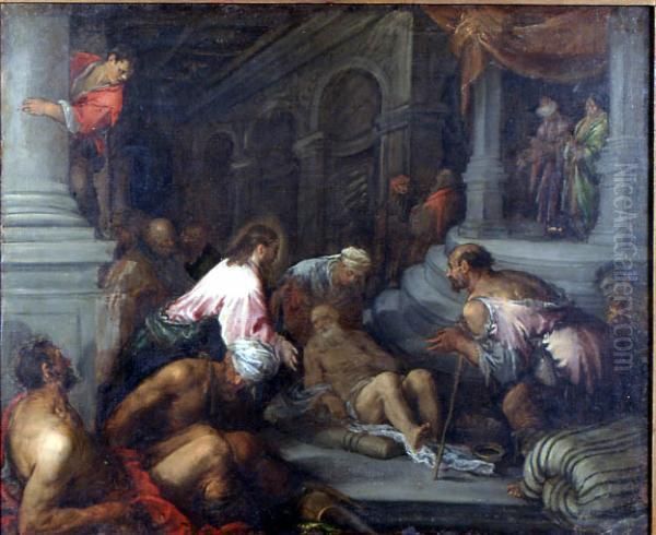 Le Christ Et Le Paralytique Oil Painting by Leandro Bassano