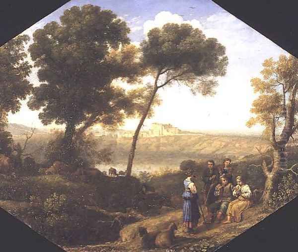 Pastoral landscape with a view of Lake Albano and Castel Gondolfo, 1639 Oil Painting by Claude Lorrain (Claude Gellee)