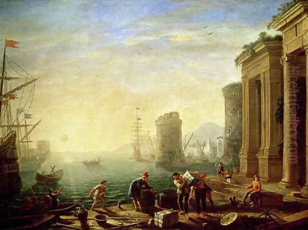 Morning at the Port, 1640 Oil Painting by Claude Lorrain (Claude Gellee)