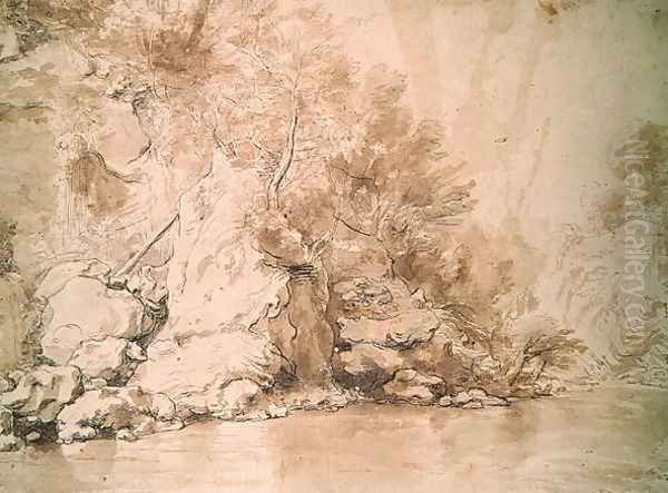 A Study for a landscape Oil Painting by Claude Lorrain (Claude Gellee)