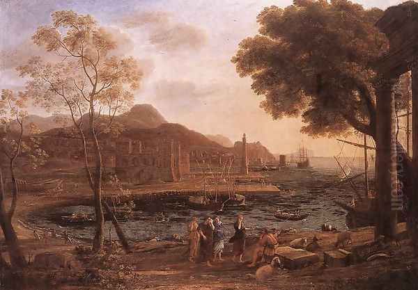 Harbour Scene with Grieving Heliades c. 1640 Oil Painting by Claude Lorrain (Claude Gellee)