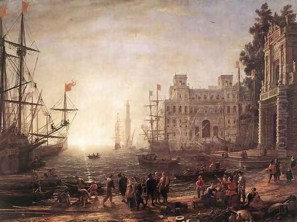 Port Scene with the Villa Medici 1637 Oil Painting by Claude Lorrain (Claude Gellee)