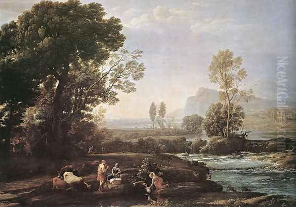 Landscape with Rest in Flight to Egypt 1647 Oil Painting by Claude Lorrain (Claude Gellee)