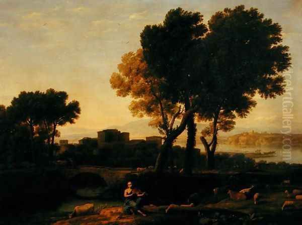Landscape with Apollo guarding the Cattle of Admetus and Mercury stealing them Oil Painting by Claude Lorrain (Claude Gellee)