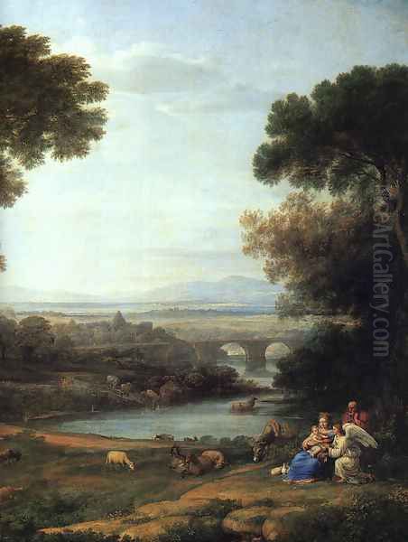 The Rest On The Flight Into Egypt Detail Oil Painting by Claude Lorrain (Claude Gellee)