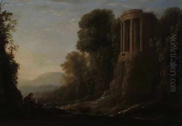 River Landscape with Tiburtine Temple at Tivoli, c.1635 Oil Painting by Claude Lorrain (Claude Gellee)