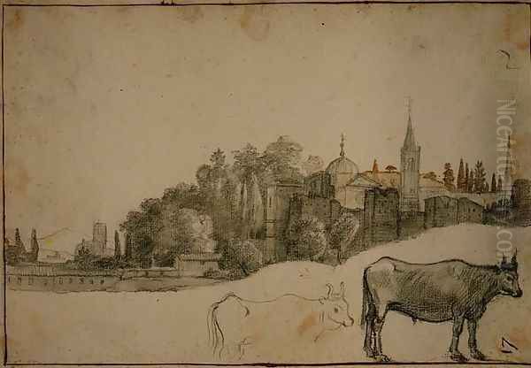 View Outside the Piazza del Popolo Oil Painting by Claude Lorrain (Claude Gellee)