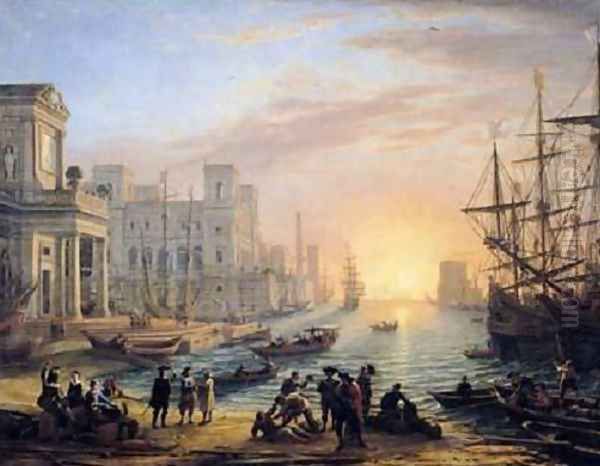 Seaport at Sunset Oil Painting by Claude Lorrain (Claude Gellee)