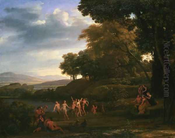 Landscape with Dancing Satyrs and Nymphs Oil Painting by Claude Lorrain (Claude Gellee)
