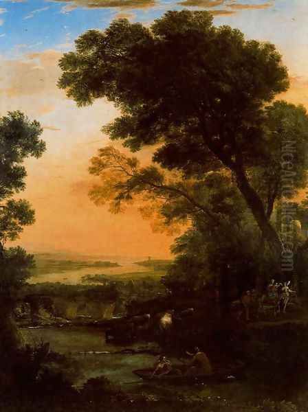 Idyllic landscape with the flight into Egypt Oil Painting by Claude Lorrain (Claude Gellee)