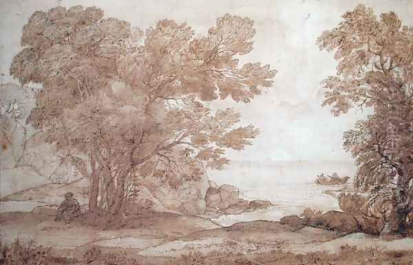 Study for a landscape with Psyche and the Palace of Love, 1663 Oil Painting by Claude Lorrain (Claude Gellee)