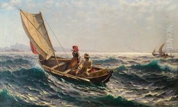 Seilbater I Frisk Bris Oil Painting by Hans Dahl