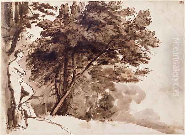 Statue of Venus in the Garden of the Villa Medici, Rome Oil Painting by Claude Lorrain (Claude Gellee)