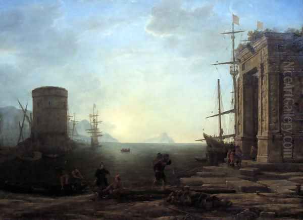 Harbour view at sunrise Oil Painting by Claude Lorrain (Claude Gellee)