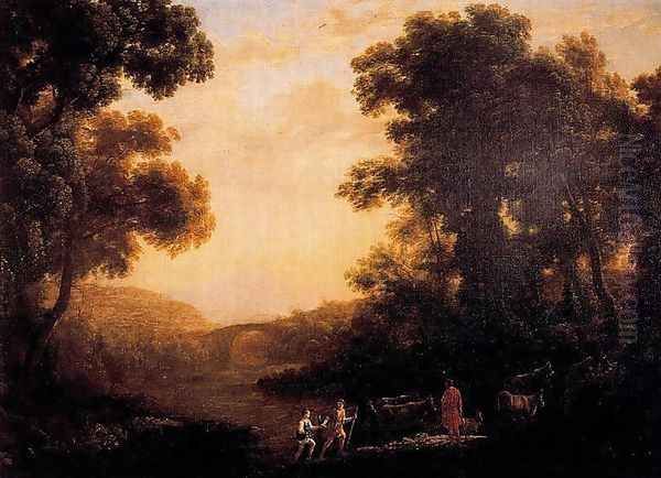 Ford of a river Oil Painting by Claude Lorrain (Claude Gellee)