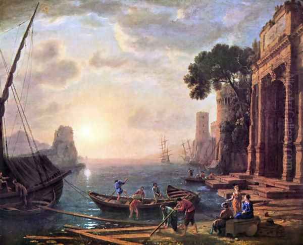 Port at sunset Oil Painting by Claude Lorrain (Claude Gellee)