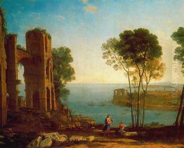 The Bay's Port with Apollo and the Cumaean sibyl Oil Painting by Claude Lorrain (Claude Gellee)
