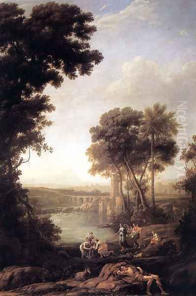 Landscape with Moses saved from the waters Oil Painting by Claude Lorrain (Claude Gellee)